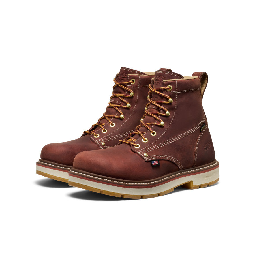 Keen Men's Liberty 6" Waterproof 90° Heel Boot (Carbon Toe) Bombay Brown/Gum