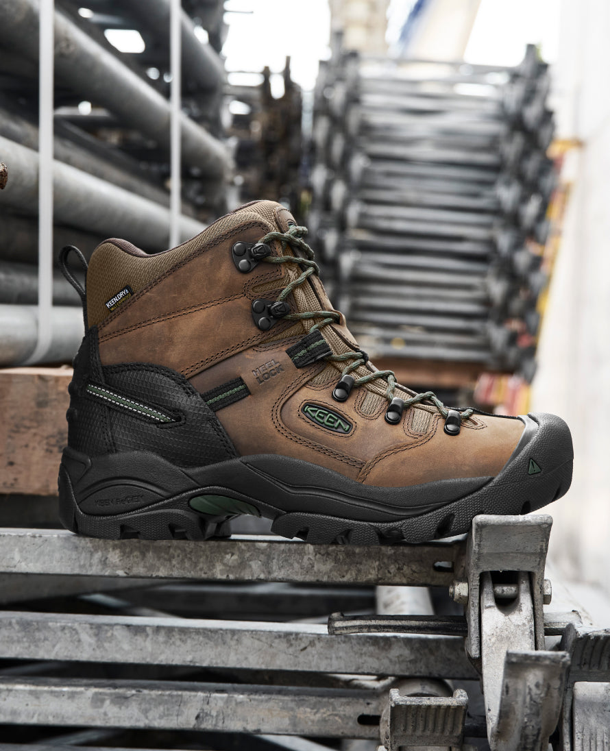 Keen Men's Pittsburgh Energy 6" Waterproof Boot (Soft Toe) Cascade Brown/Black