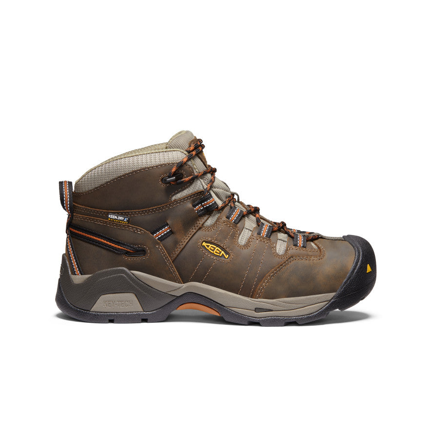 Keen Men's Detroit XT Waterproof Boot (Soft Toe) Black Olive/Leather Brown