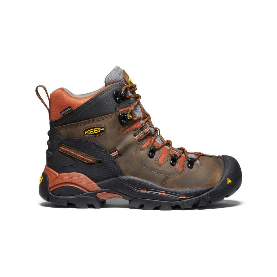 Keen Men's Pittsburgh 6" Waterproof Boot (Soft Toe) Cascade Brown/Bombay Brown