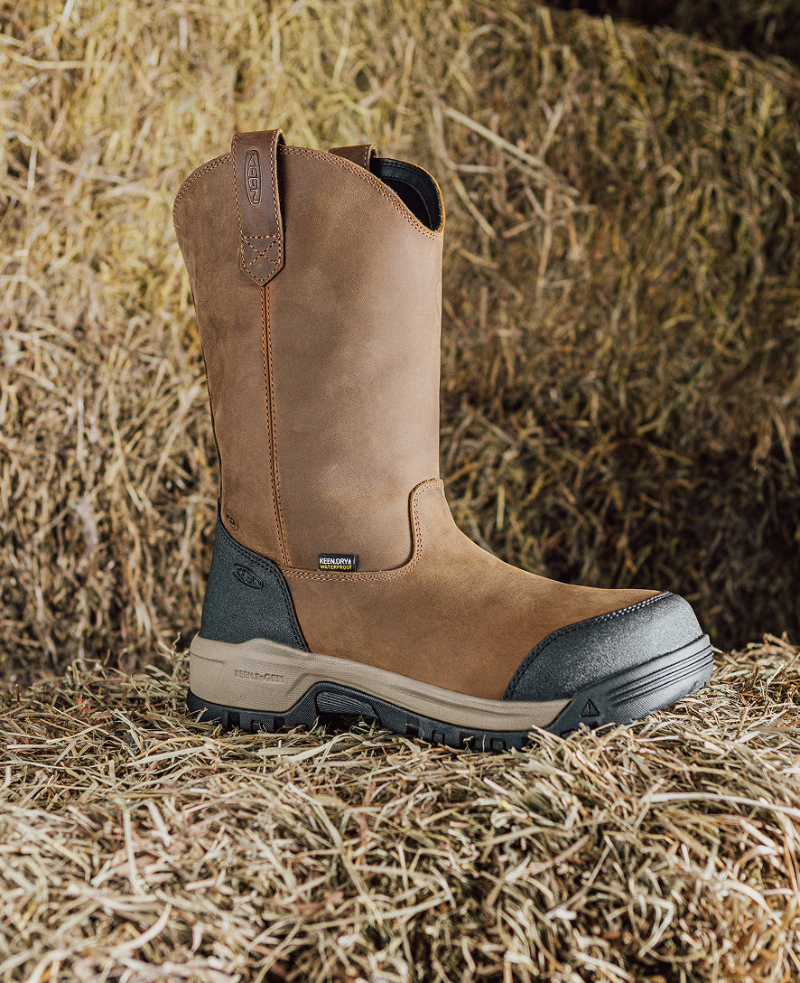 Keen Women's Evanston Pull-On Waterproof Boot (Carbon Toe) Bison/Black